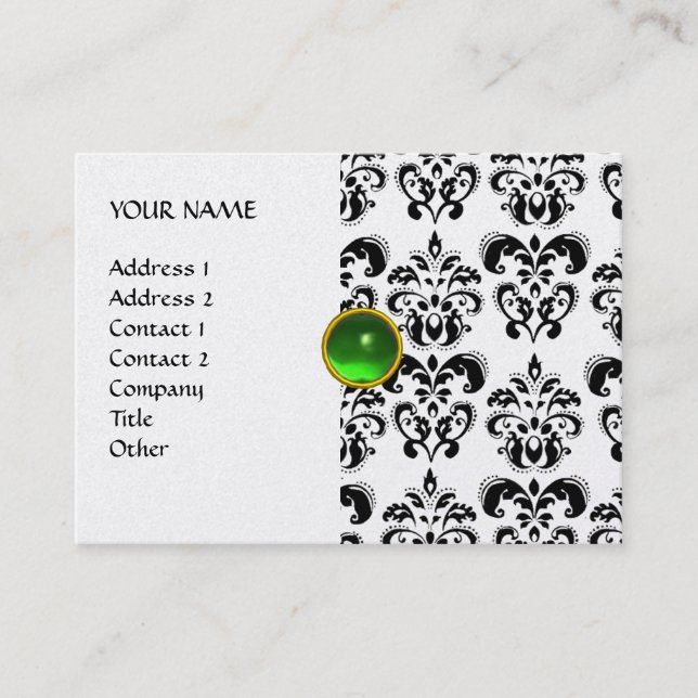 Carte De Visite DAMASK MON RUBY vert clair gris or (Devant)