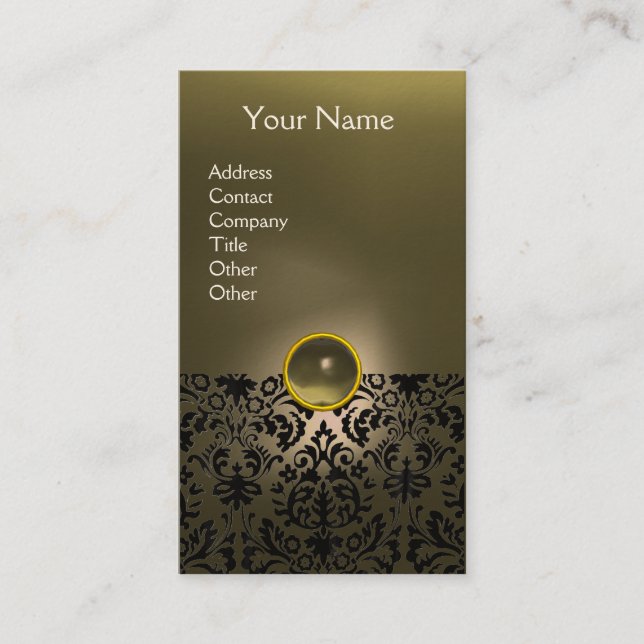 Carte De Visite DAMASK MONOGRAM Gem agate gris crème (Devant)