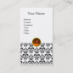 Carte De Visite DAMASK MONOGRAM œuf coquille orange