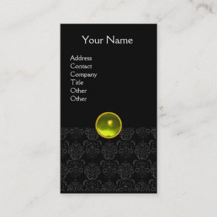 Carte De Visite DAMASK MONOGRAMME jaune blanc noir