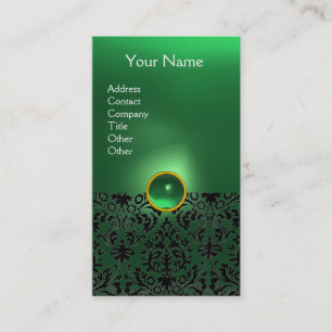 Carte De Visite DAMASK MONOGRAS Jeu vert blanc