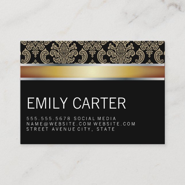 Carte De Visite Damask Pattern Gold Executive (Devant)