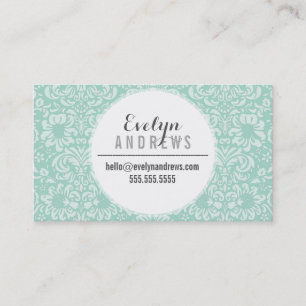 Carte De Visite DAMASK SIMPLE SPOT motif menthe vert cool