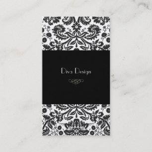 Carte De Visite Damassé baroque argentée /black de Faux