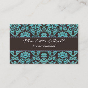 Carte De Visite damassé ; brun bleu