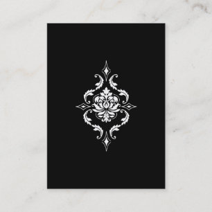 Carte De Visite Damassé de diamant, blanche sur le noir