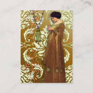 Carte De Visite Damassé de diamant, FASCINATION en or et crème