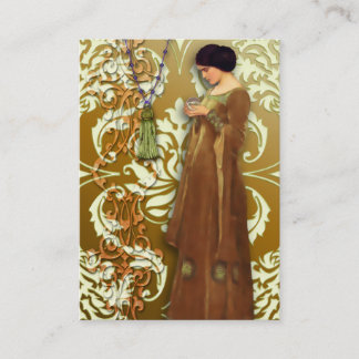 Carte De Visite Damassé de diamant, FASCINATION en or et crème