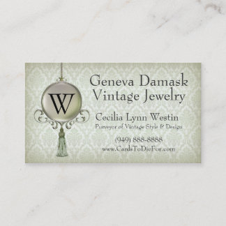 Carte De Visite Damassé de Genève en pistache