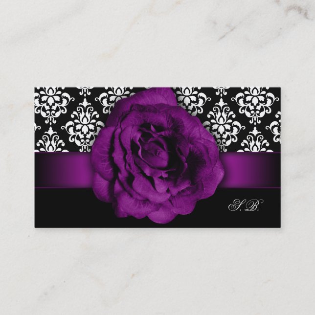 Carte De Visite Damassé de rose de pourpre d'organisateur de (Devant)