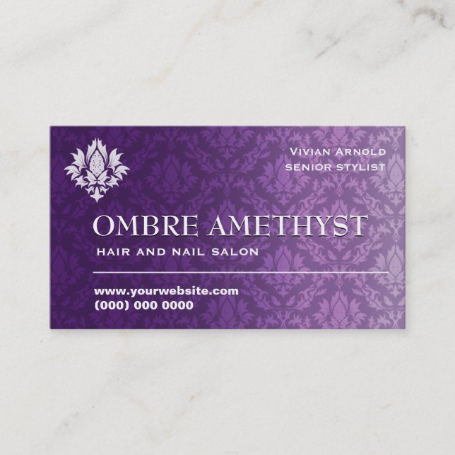 Carte De Visite Damassé d'Ombre d'améthyste (Devant)