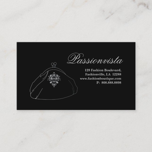 Carte De Visite Damassé élégante élégante de noir d'argent de (Devant)