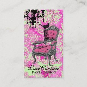 Carte De Visite Damassé fabuleusement française de chaux de rose