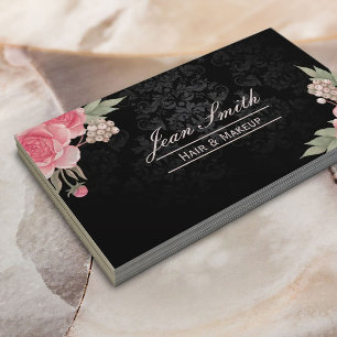 Carte De Visite Damassé florale élégante de coiffeur de maquill