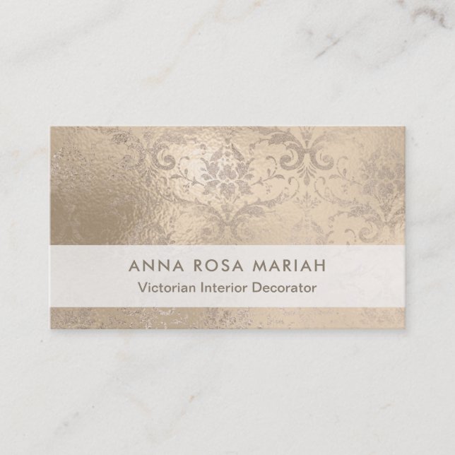 Carte De Visite Damassé iridescente âgée par antiquité ene ivoire (Devant)