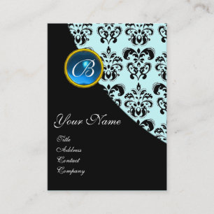 CARTE DE VISITE DAMASSÉ MONOGRAMME SAPHIR BLEU