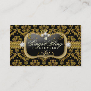 Carte De Visite damassé Noir de 311-Golden Bling