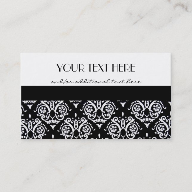 Carte De Visite Damassé noire et blanche (Devant)