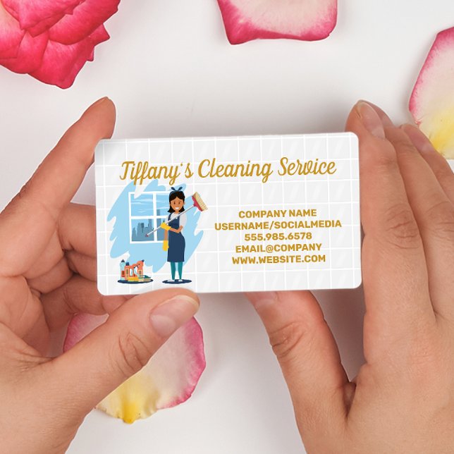Carte De Visite Dame de nettoyage | Services de garde à domicile | (Créateur téléchargé)