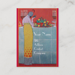 CARTE DE VISITE DAME ET FRUITS TABLE SET ART DÉCO ORGANISATEUR DE 