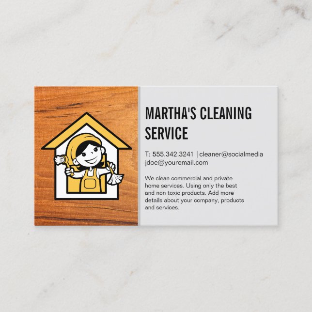 Carte De Visite Dame plus propre | Services de tenue de maisons (Devant)