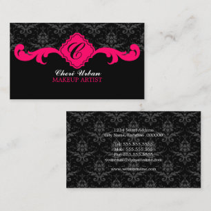 Carte De Visite Damier Monogramme Rose Chaud