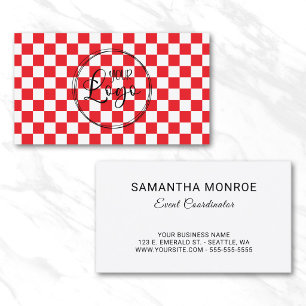 Carte De Visite Damier rouge et blanc de logo d'entreprise
