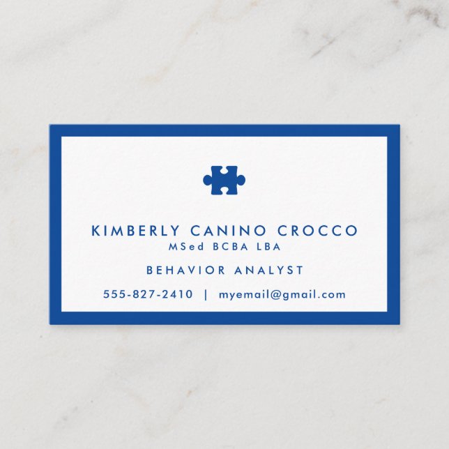 Carte de visite d'analyste du comportement autiste (Devant)