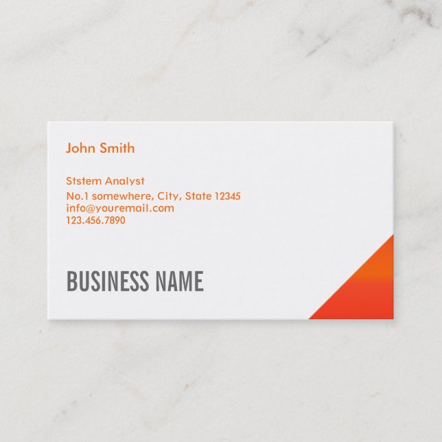 Carte de visite d'analyste système de coin orange (Devant)