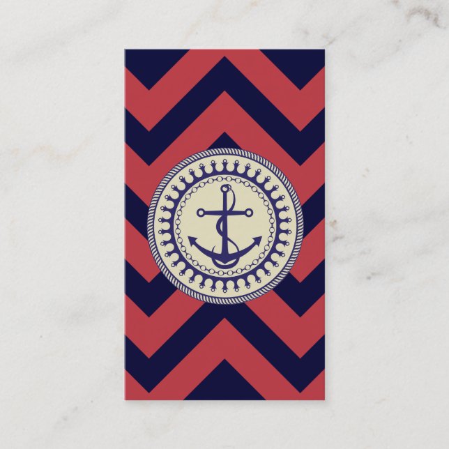 Carte De Visite D'Ancre bleu marine rouge de Chevron vers le bas (Devant)