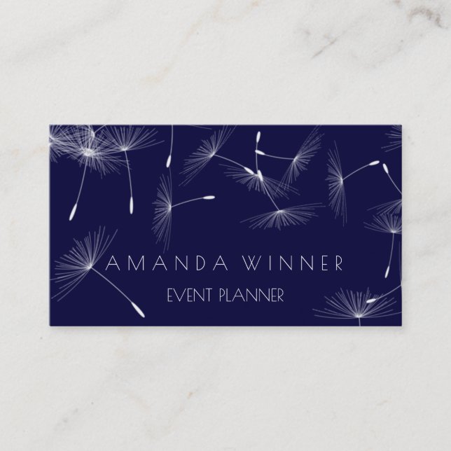 Carte De Visite Dandelion Confetti Blue Navy Événement blanc (Devant)