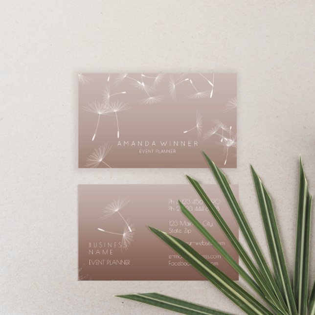Carte De Visite Dandelion Confetti Chocolat Glam Ombre Événement (Dandelion Confetti Chocolate Glam Ombre Event Business Card)