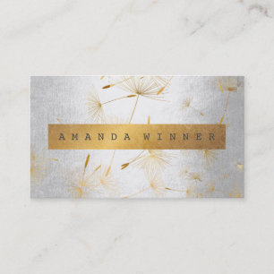 Carte De Visite Dandelion minimaliste Grungy Gold Confetti Argent