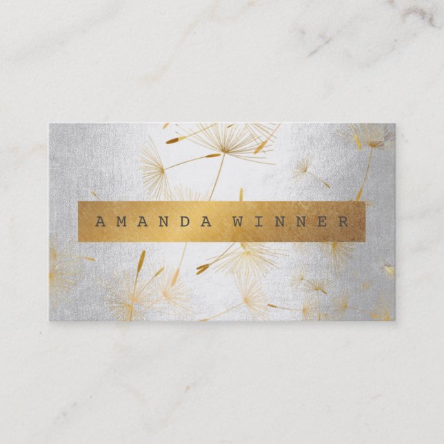 Carte De Visite Dandelion minimaliste Grungy Gold Confetti Argent (Devant)