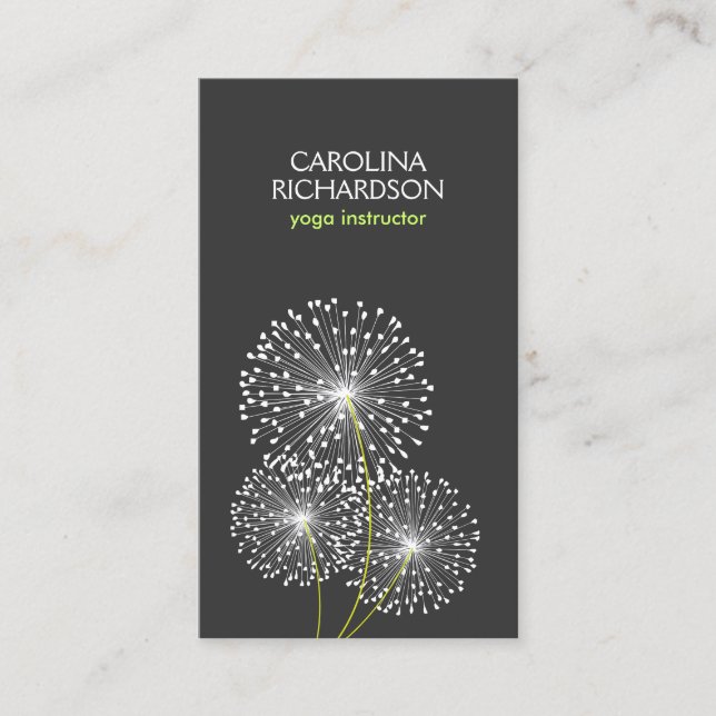CARTE DE VISITE DANDELIONS BLANCS ENSEIGNANT YOGA, INSTRUCTEUR YOG (Devant)
