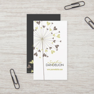 Carte De Visite Dandelions Brown Whimsical Love Hearts Modern Chic