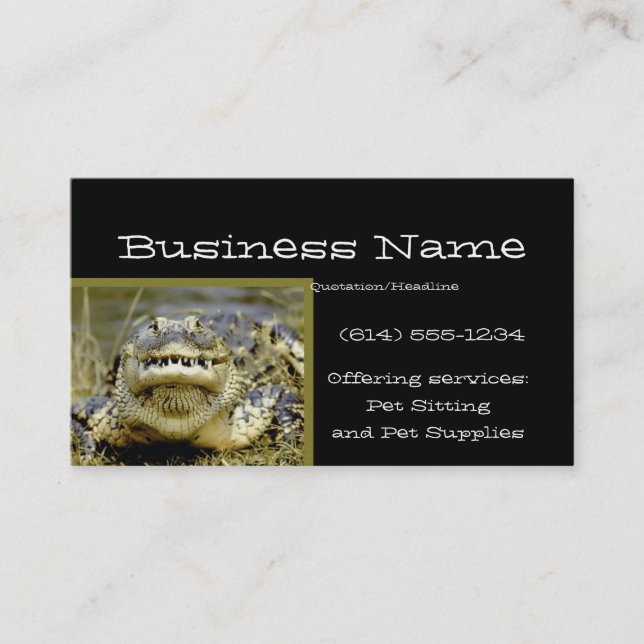 Carte de visite d'animal d'alligator (Devant)