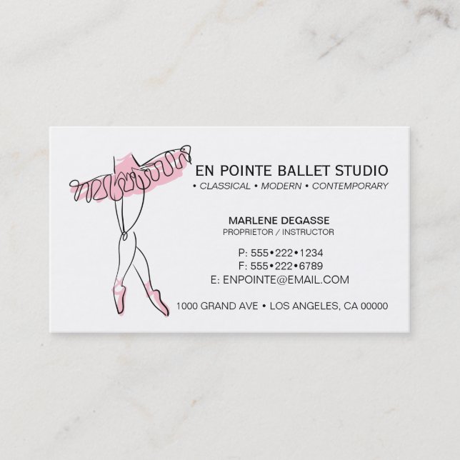 Carte De Visite Danse d'instruction de l'école de ballet (Devant)