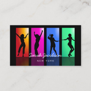 Carte De Visite Danseur Hip Hop Silhouette Noire Arc-en-Ciel
