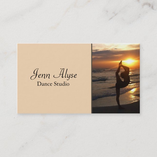 Carte De Visite Danseuse Silhouette, Plage au Sunset Dance Studio (Devant)