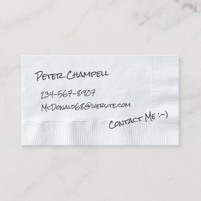 Carte de visite d'appel Napkin (Devant)