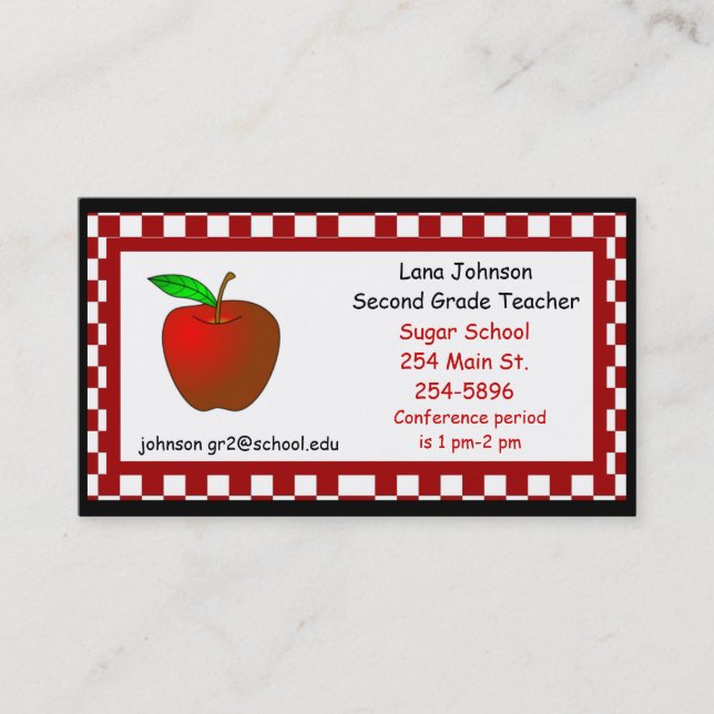 Carte de visite d'Apple de professeurs (Devant)