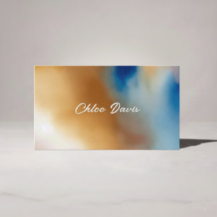 Carte de visite d'aquarelle bleu personnalisé