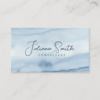Carte de visite d'aquarelle bleu simple
