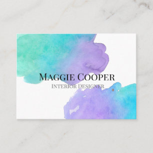 carte de visite d'aquarelle bleu turquoise vert