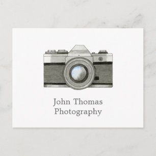 Carte de visite d'aquarelle de caméra reflex vinta