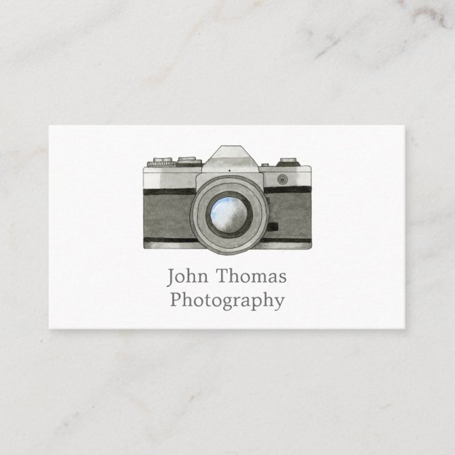 Carte de visite d'aquarelle de caméra reflex vinta (Devant)