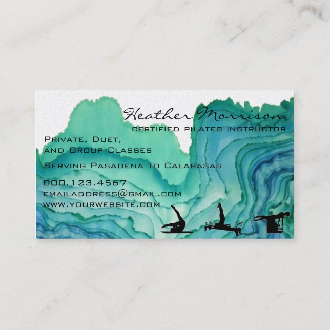Carte de visite d'aquarelle de Pilates (Dos)