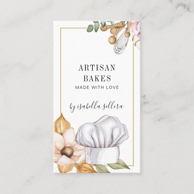 Carte de visite d'aquarelle du chef pâtissier Bake (Devant)