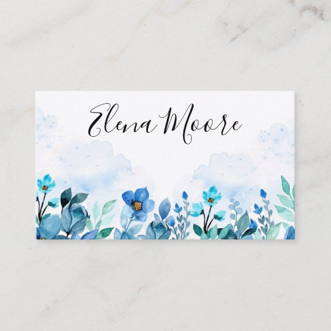 Carte de visite d'aquarelle florale (Devant)